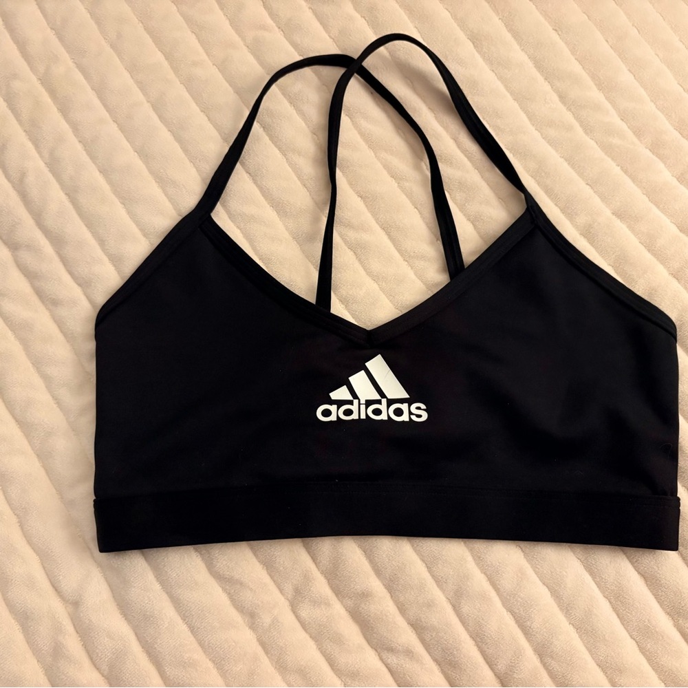 Adidas Black and White Strappy Sports Bra, youth sizing
